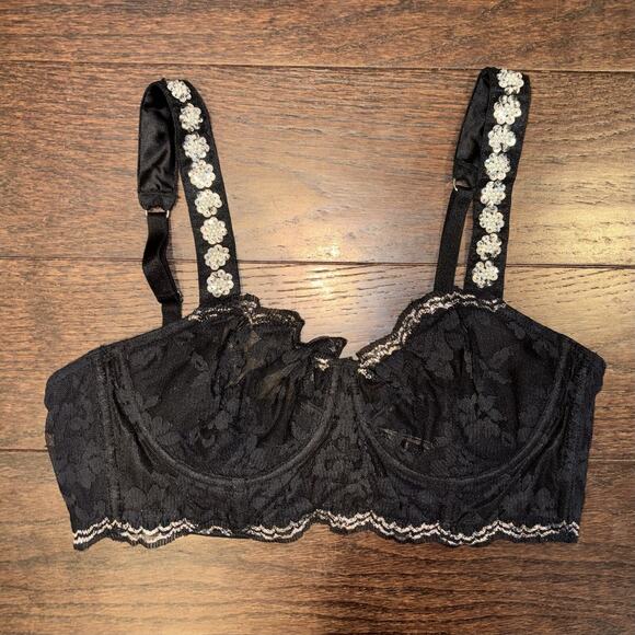 VICTORIAS SECRET DREAM ANGELS PUSH-UP W/O PADDING SEQUIN PEARL UNLINED DEMI BRA - Picture 1 of 7